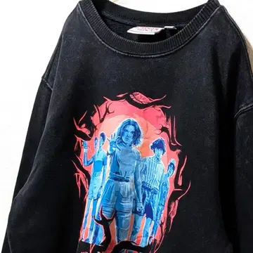 Netflix 기묘한 이야기 맨투맨 트레이닝복 블랙 L 구제 의류