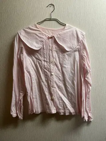 lamp harajuku 핑크 긴팔 셔츠 큰 옷깃 블라우스