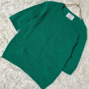 [ 고품질 ] OPAQUE.CLIP 반팔 니트 그린 L 깔끔 심플