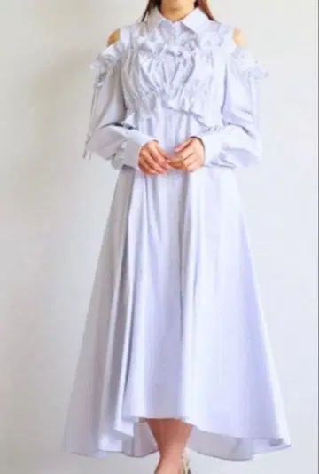 lilian carat 레이어드 디자인 스트라이프 셔츠 원피스