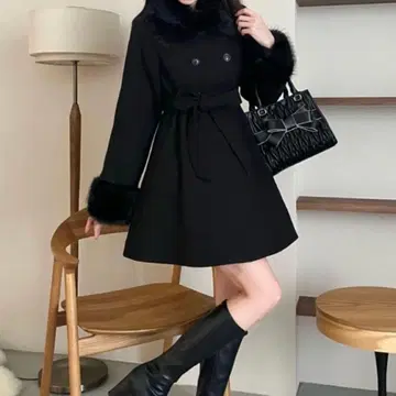 마제스틱 레곤 멀티웨이 페이크퍼 칼라 플레어 코트 2way