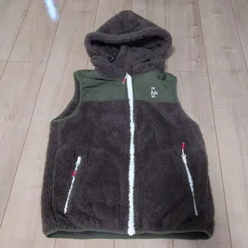 CHUMS 후드 부착 브라운 플리스 자켓 S 사이즈