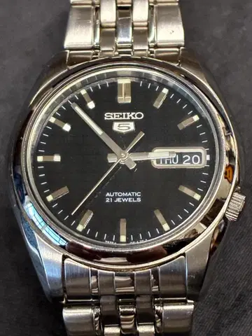 SEIKO5 자동 와인딩 21주얼 블랙 다이얼