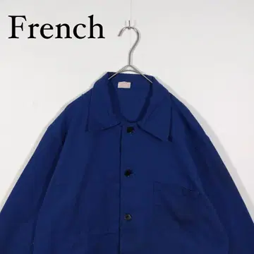 프렌치 워크 셔츠 M 블루 무지