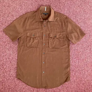 DKNY 반팔 셔츠 L 사이즈 브라운 계열 코튼 셔츠