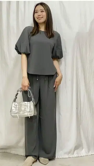 GU 드레이프 와이드 팬츠 Z 그레이 셋업 L S 미사용 새상품