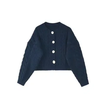 pariem 케이블 짜임 네이비 긴팔 가디건