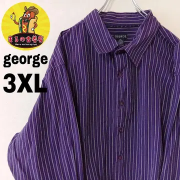 USA 구제 의류 george 긴팔 버튼 셔츠 3XL 퍼플 블루
