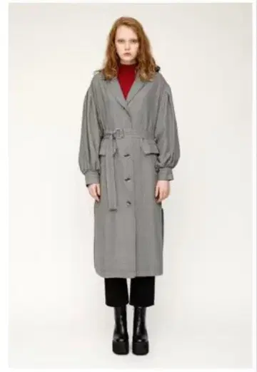 SLY 벌룬 슬리브 코트 하운드투스 체크 패턴