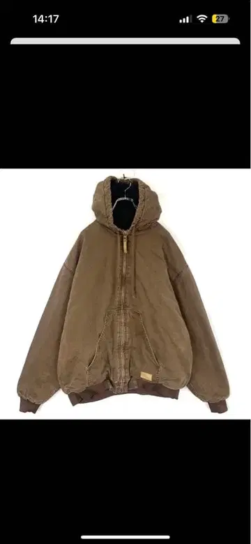 캔버스 지퍼 후드티 충전솜 안감 퀼팅 빈티지