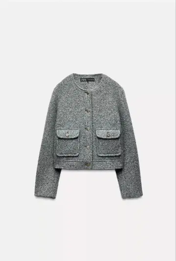 ZARA 부클레 숏 노카라 자켓