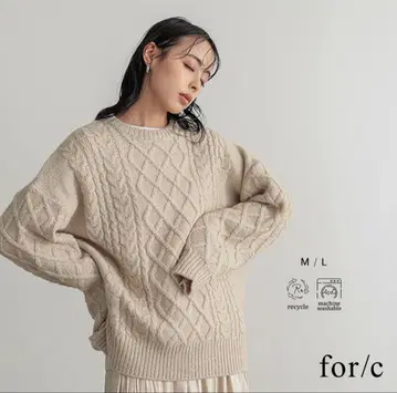 베이지 케이블 니트 M/L 사이즈 for/c