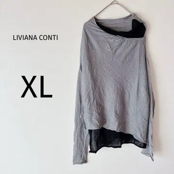 리비아나콘티 티셔츠 긴팔 변형 디자인 개성 울 혼방 그레이 XL