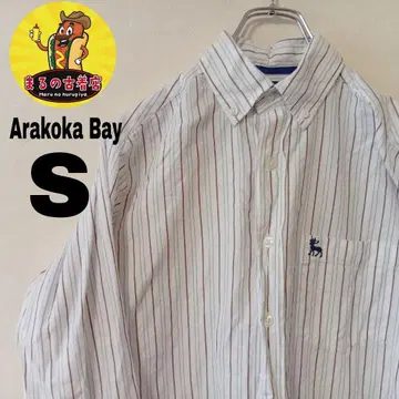 USA 구제 의류 ArakokaBay 긴팔 버튼 셔츠 S 화이트 브라운