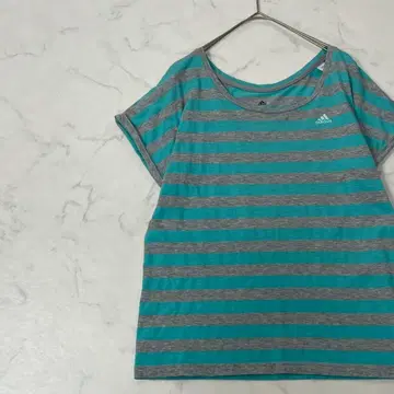 adidas 로고 프린트 보더 크루넥 반팔 T셔츠 M