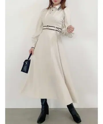 dazzlin 바이컬러 라인 셔츠 원피스