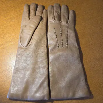 이탈리아제 베이지 가죽 장갑 캐시미어