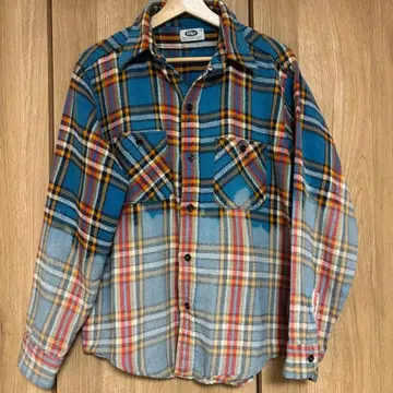 구제 의류 플란넬 체크 셔츠 그라데이션