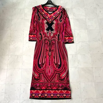 새상품급 현행 에트로 빅 사이즈 44 페이즐리 맥시 원피스 핑크