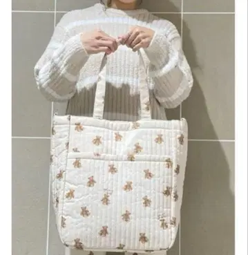 새상품 인기 젤라토 피케 베어 패턴 맘백 베이지