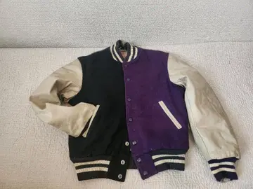 스타디움 자켓 블랙 보라색 베이지 S