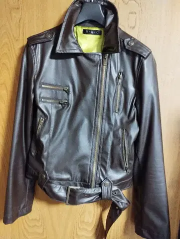 브라운 가죽 더블 라이더 자켓