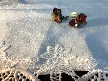 프랑스제 앤티크 베네치안 귀찌 빨간색 계열