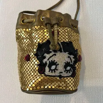 베티짱 골드 스팽글 비즈 자수 숄더 파우치