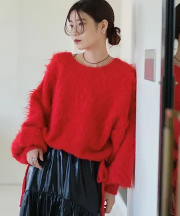 Kastane 기모 샤기 니트 풀오버 빨간색