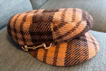 새상품급 CA4LA 카시라 브라운 헌팅 캡 체크 무늬