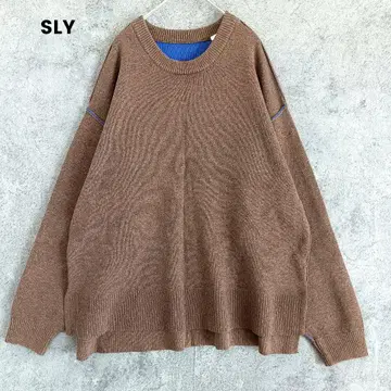 슬라이 리버서블 니트 스웨터 빅 루즈 브라운 블루 무지 프리
