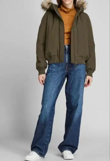 유니클로 패디드 후디드 리브 블루종