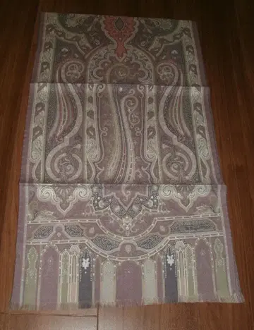 미사용 에트로 실크울 페이즐리 무늬 스톨 모카 브라운