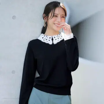 에니시스 레이스 옷깃 니트