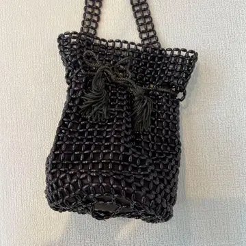 비즈 브라운 메쉬 숄더백