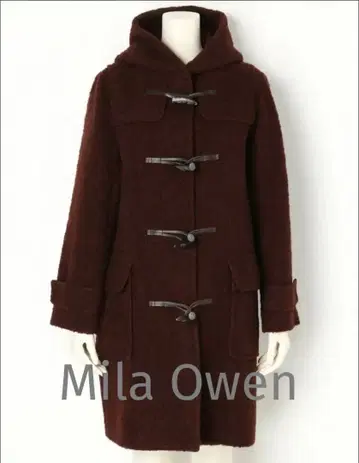 다크 브라운 더플 코트 후드 부착