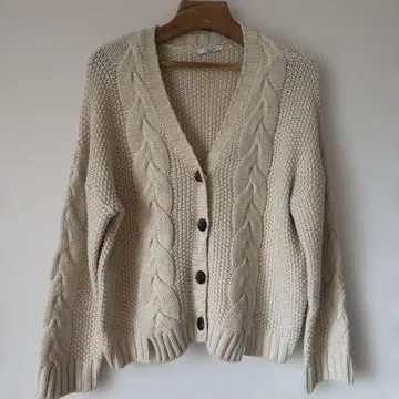 케이블 짜임 가디건 가디건 니트 상의 니트 가디건