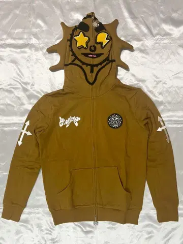 미사용 새상품 GLOGANG 후드 부착 후드티 집업 브라운 M 사이즈