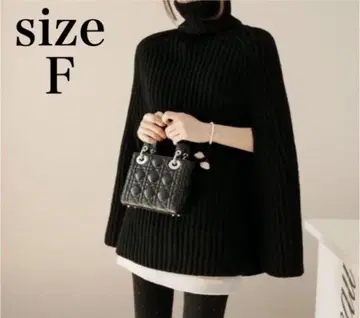 판초 망토 베스트 니트 하이넥 케이프 블랙 슬릿 스웨터