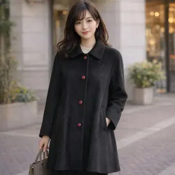 [새상품급] Anhydre 캐시미어 100% 여성용 블랙 롱 코트