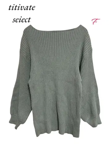titivate select 리브 니트 상의 옅은 그린 F