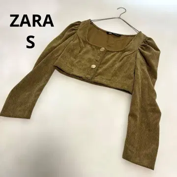 ZARA 자라 크롭 상의 코듀로이 브라운 카멜 금단추