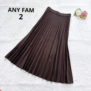 애니팜 플리츠 롱 스커트 M 브라운 허리밴딩 가을/겨울 여성용