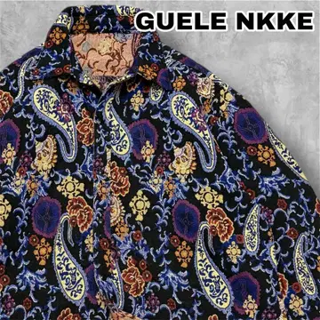 GUELE NKKE 구제 의류 페이즐리 올 패턴 자카드 긴팔 블랙 블루