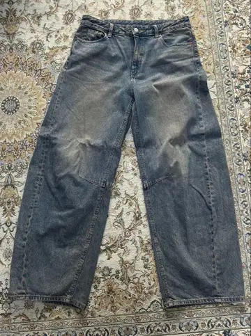 다크 블루 와이드 레그 데님