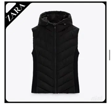 ZARA 후디드 핏 퀼팅 베스트 M