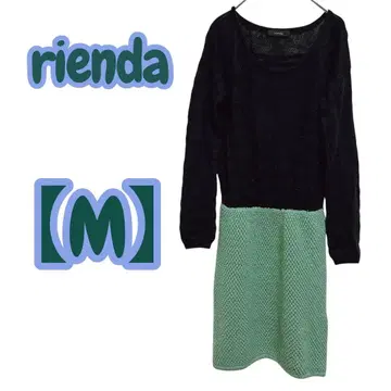 rienda 블랙 그린 긴팔 미니 원피스 [ M ] 니트 원피스
