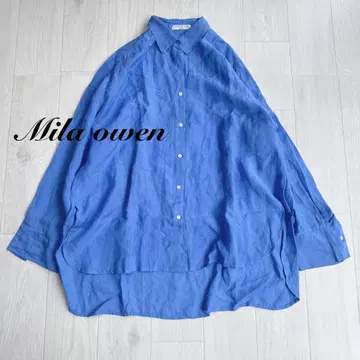 Mila owen 프렌치 린넨 오버 테일 셔츠