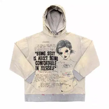 [레어] 후드 부착 후드티 베이지 opium archive y2k