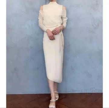 비대칭 밑단 원피스 시어 가디건 SET